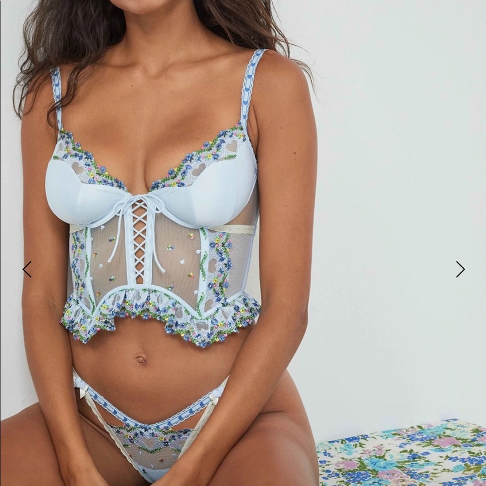 for love and lemons victoria’s secret midsummer heart embroidered bustier bra